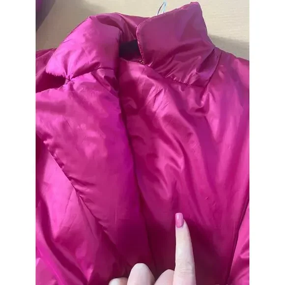 KATE SPADE COAT PINK PUFFER WINTER PREPPY FEMININE COQUETTE WINTER BELTED TIE - Picture 9 of 13